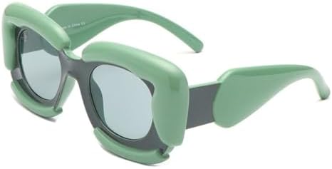 

Солнцезащитные очки в стиле стимпанк 2027 года для женщин, модные панк-солнцезащитные очки для мужчин, уникальные солнцезащитные очки с толстой оправой, цвет C5, зеленый MTZJH, One Color