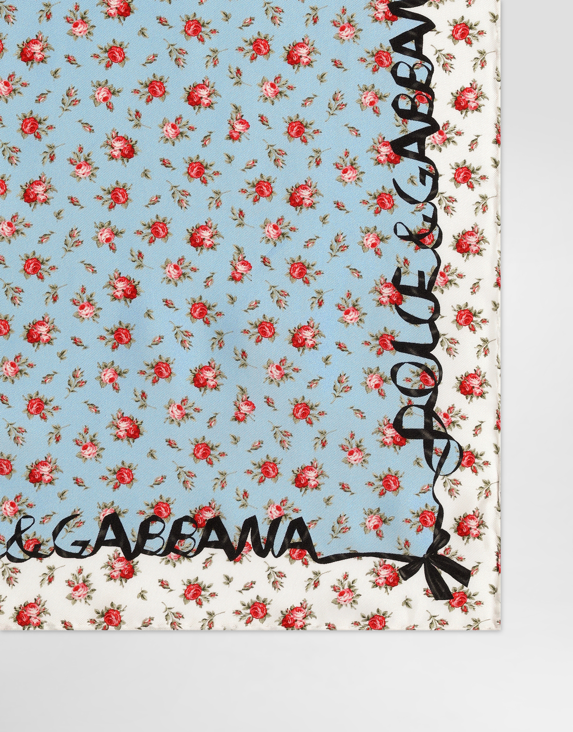 Небольшой шелковый твиловый платок с принтом в розы 50x50 DOLCE & GABBANA, мультиколор — фото 2