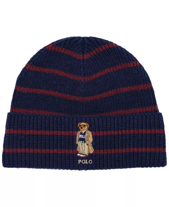 

Шапка-бини с медведем поло Polo Ralph Lauren, синий