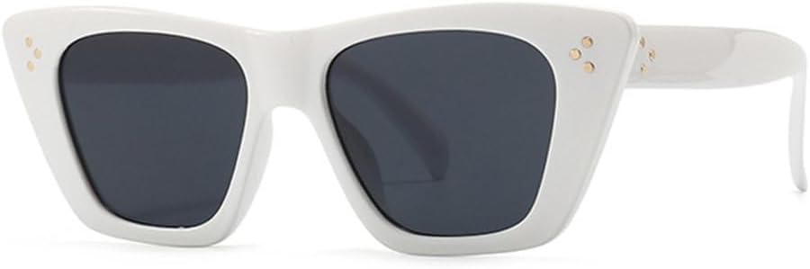 

Солнцезащитные очки LVTFCO Retro Cat Eye для женщин, модные, ярких цветов, мужские солнцезащитные очки синего и розового цвета с защитой от УФ-излучения UV400, White Gray