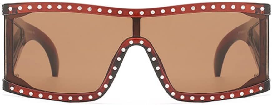 

Женские солнцезащитные очки MUTYNE большого квадратного размера, роскошные солнцезащитные очки-щитки с кристаллами, женские очки с плоской верхней частью, C4-brown-brown