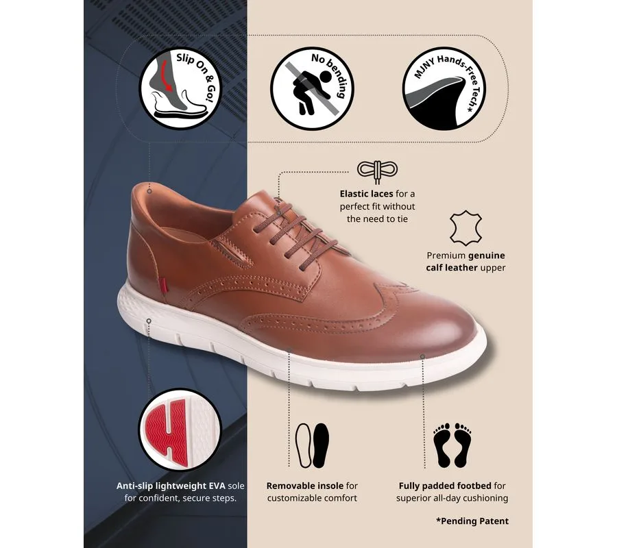 Мужские кожаные оксфорды Barnes Ave Hands-Free Slip On Technology с технологией свободного надевания Marc Joseph New York, Cognac Napa Leather — фото 2