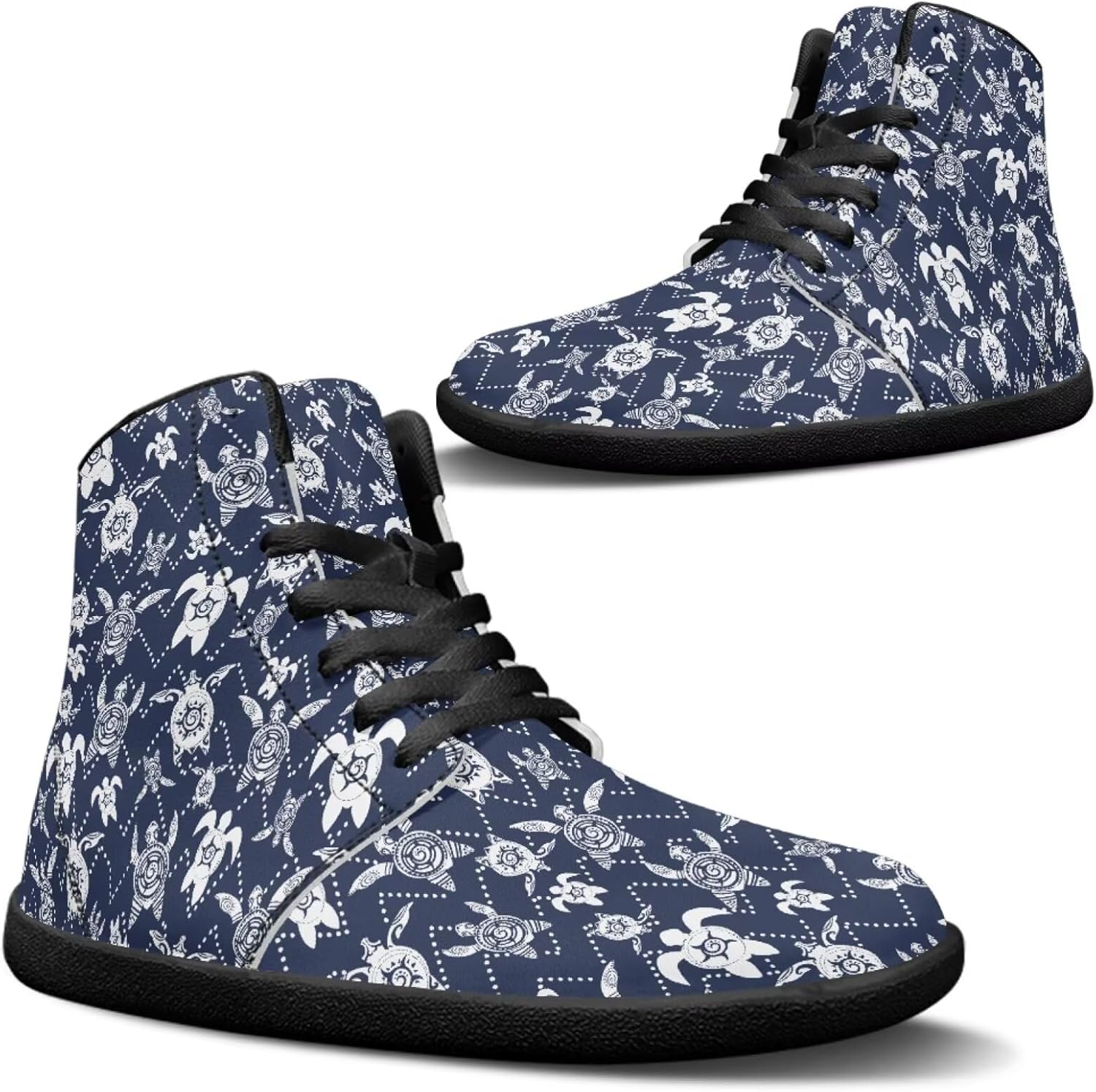 

Высокие кроссовки Binienty из водонепроницаемой PU-кожи для женщин и мужчин с широким носком и эффектом босоногости, Ethnic Sea Turtle