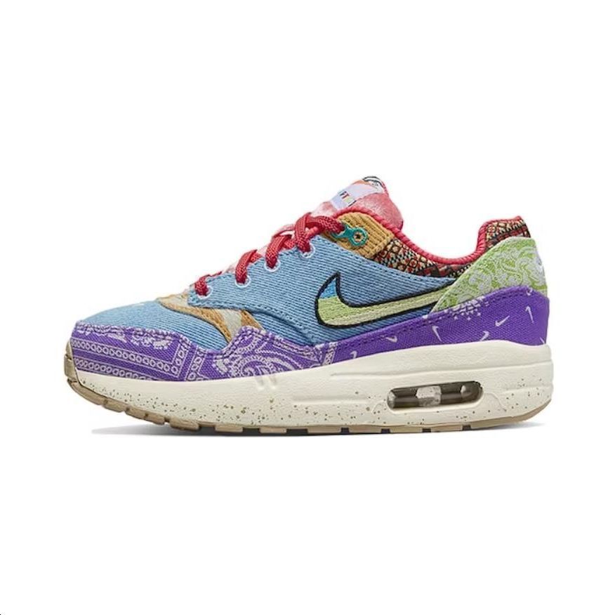 

Nike Air Max 1 Амортизирующие Износостойкие Низкие Детские Беговые Кроссовки для детей 3-7 лет Красный Синий Фиолетовый