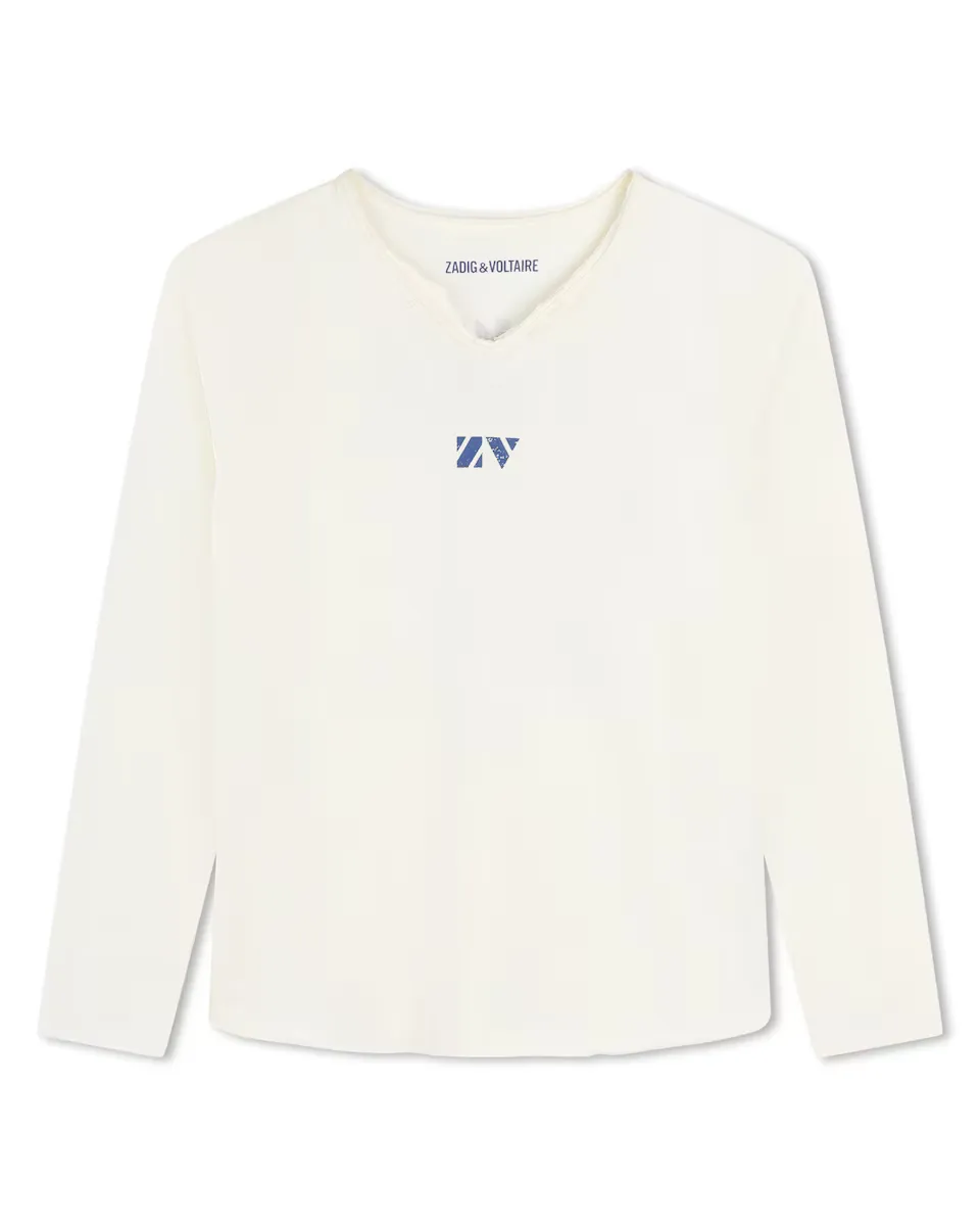 

Футболка для девочки с длинными рукавами и принтом на спине Zadig & Voltaire, цвет Crudo