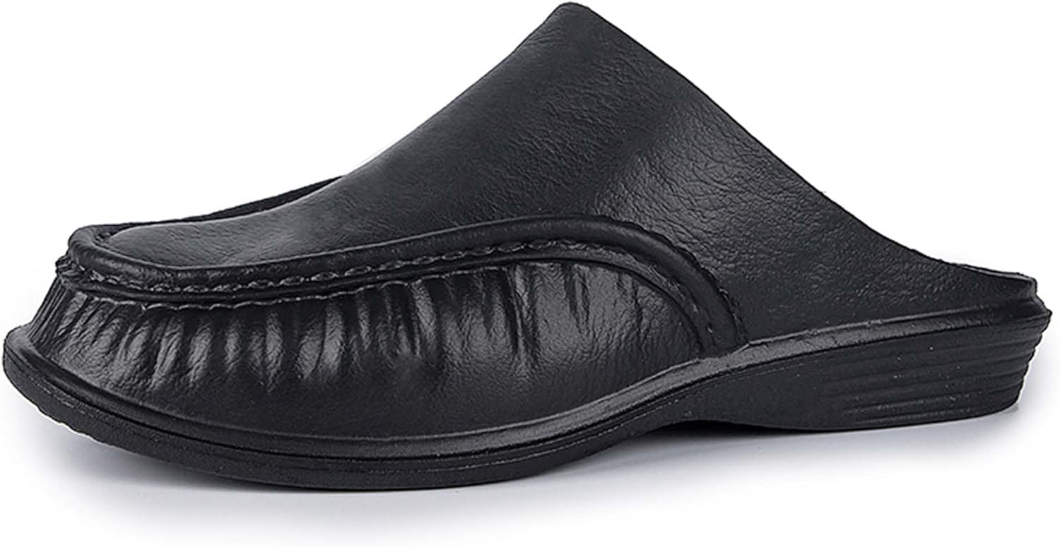 

Мужские шлепанцы Vtiao, сандалии, вид кожаной обуви, модный дизайн, для дома и улицы, нескользящие, с толстой подошвой, износостойкие и долговечные, легкий материал EVA, черный