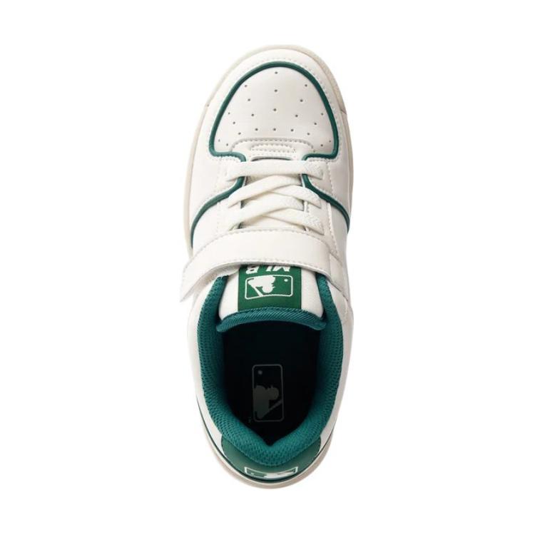 

Массивные противоскользящие износостойкие низкие детские скейтбординг кроссовки White Green MLB