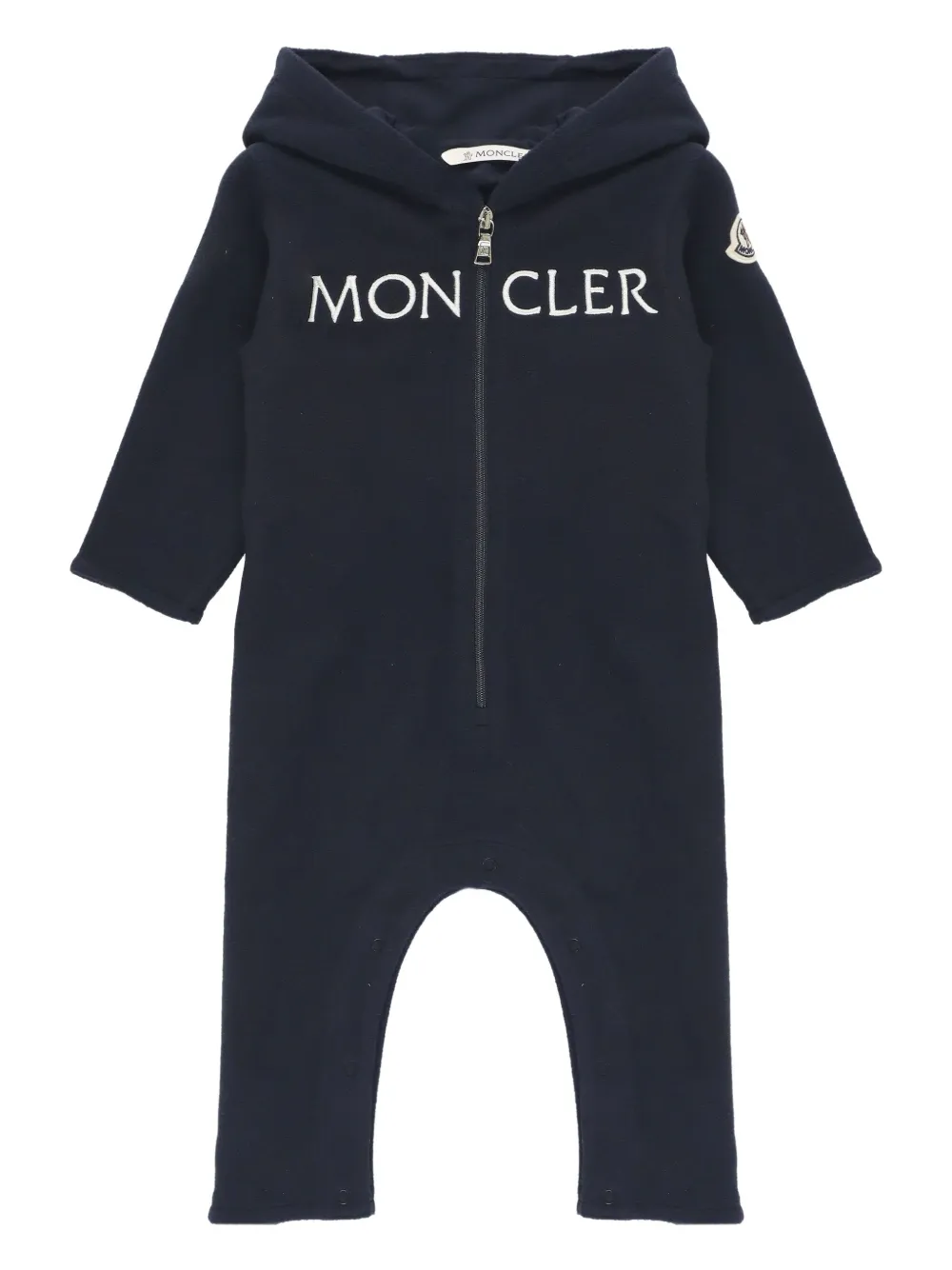 

Комбинезон с капюшоном и вышитым логотипом Moncler Enfant, синий