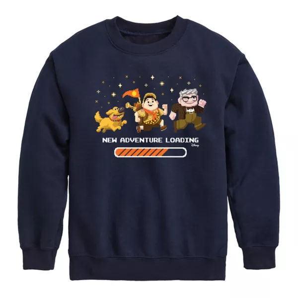 

Флисовая толстовка Up boys 8-20 с принтом "Новое приключение загружается" Disney, синий
