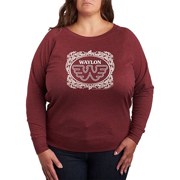 

Футболка с длинным рукавом Plus size Waylon Jennings Flying W Logo Floral French Terry Licensed Character, Heather Maroon