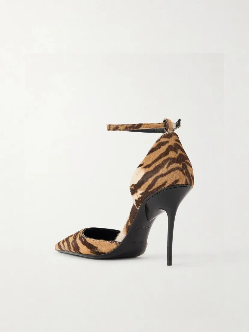 Туфли-лодочки D'Orsay с тигровым принтом из телячьей шерсти 110 Alaïa, коричневый — фото 3