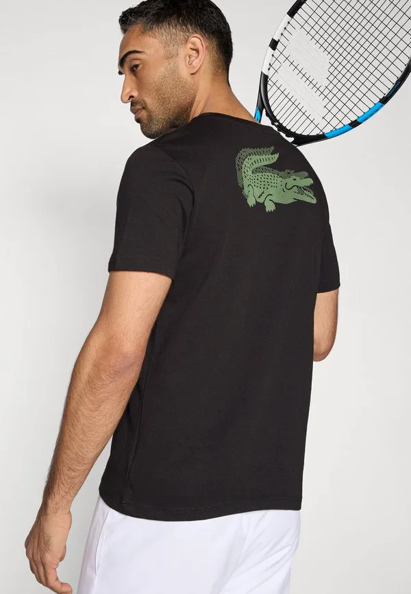 Спортивная футболка double croc Lacoste Sport, Black/Lambs Lettuce — фото 4