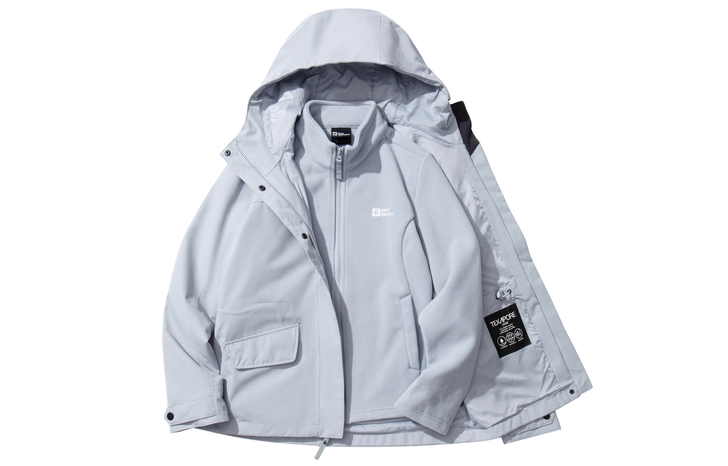 

JACK WOLFSKIN Женская ветровка 3 в 1 Водонепроницаемая и ветрозащитная для сохранения тепла, Powder Blue/1294