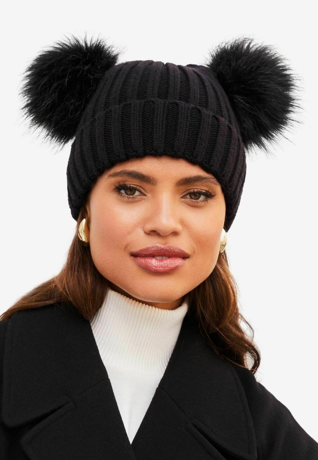 

Шапка DOUBLE POM REGULAR FIT Lipsy, черный