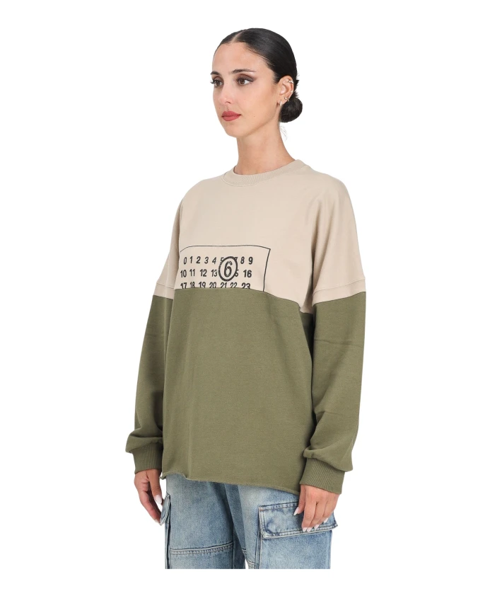 

Бежево-Зеленый свитер с круглым вырезом Maison Margiela, зеленый