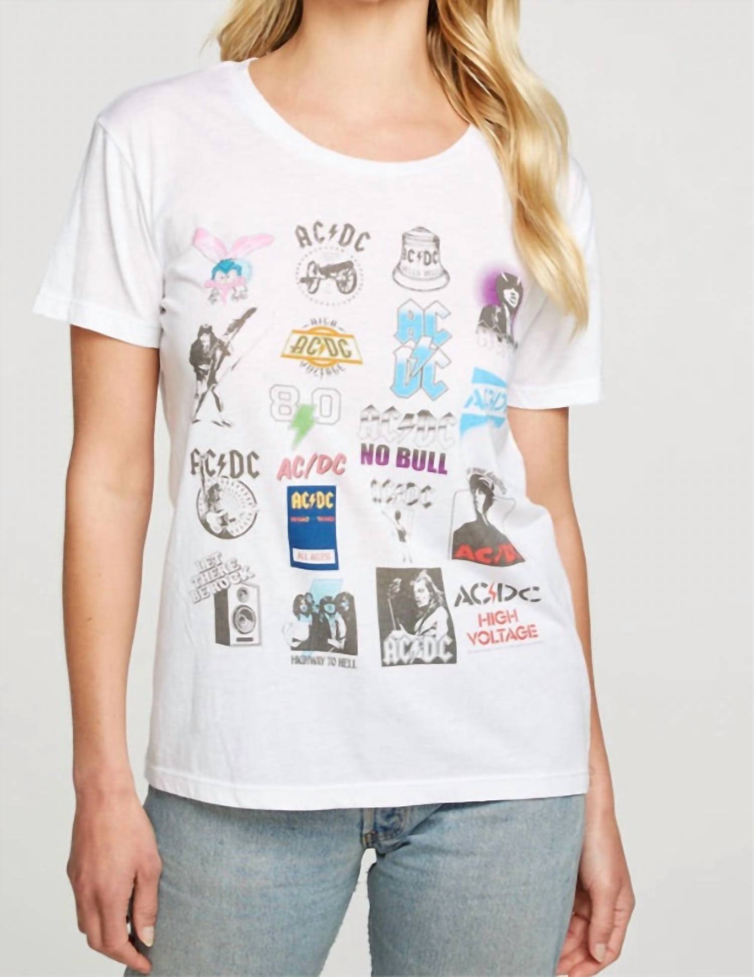 

Chaser Футболка с коллажем логотипа ACDC, белая, Белый, Chaser Футболка с коллажем логотипа ACDC, белая