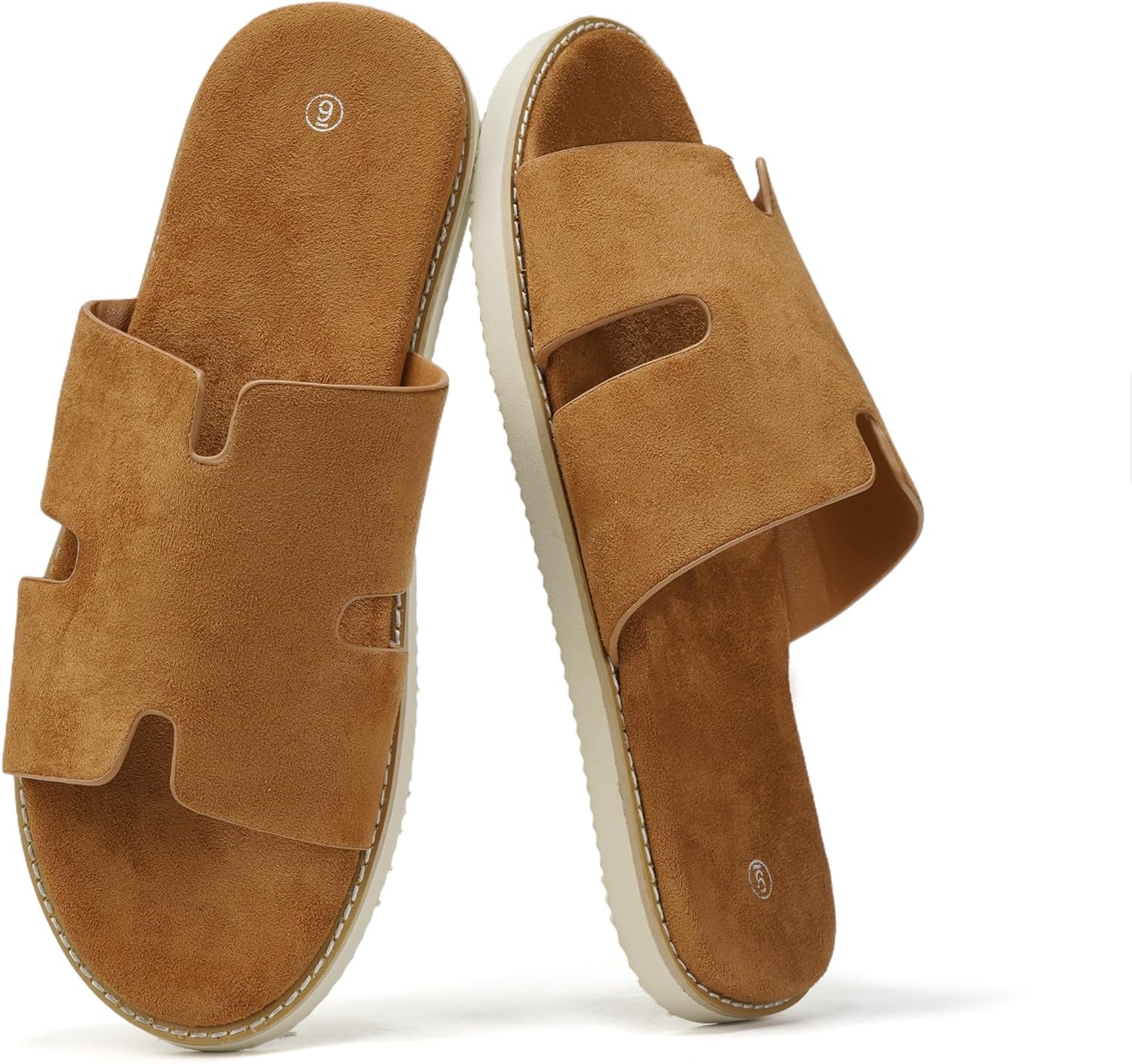 

Мужские летние сандалии SoleilSandal из замши, удобные шлепанцы с стелькой из памятью формы, подошва EVA, нескользящие повседневные модные 1H-Slides, Coffee