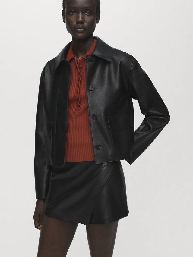 

Короткая юбка Candy из искусственной кожи Mango, Black