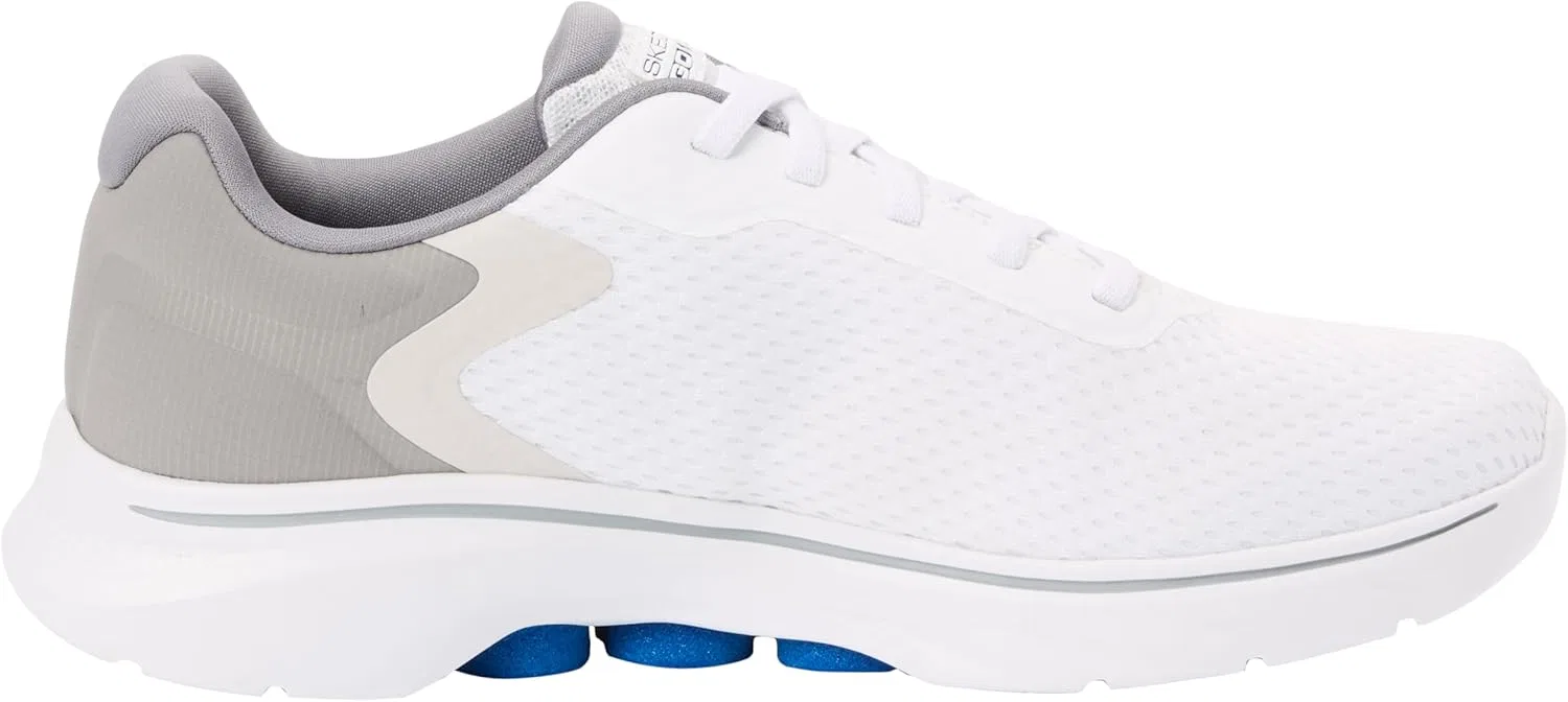 Мужские кроссовки Skechers Go Walk 7 Construction Trainers, White And Grey Textile Synthetic — фото 4