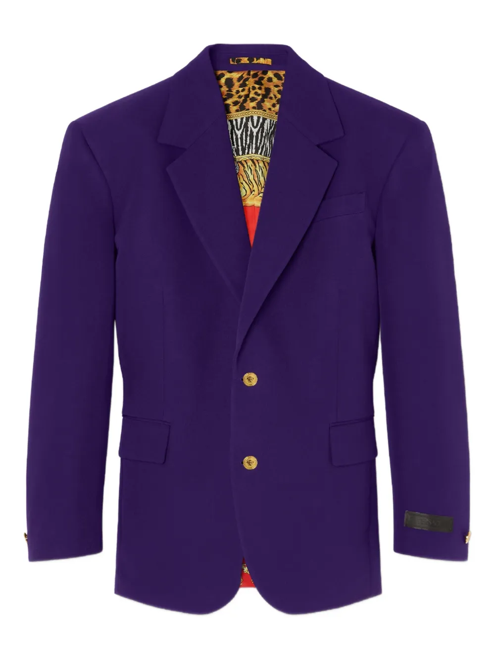 

Жакет с золотыми пуговицами и подкладкой с анималистичным принтом Versace