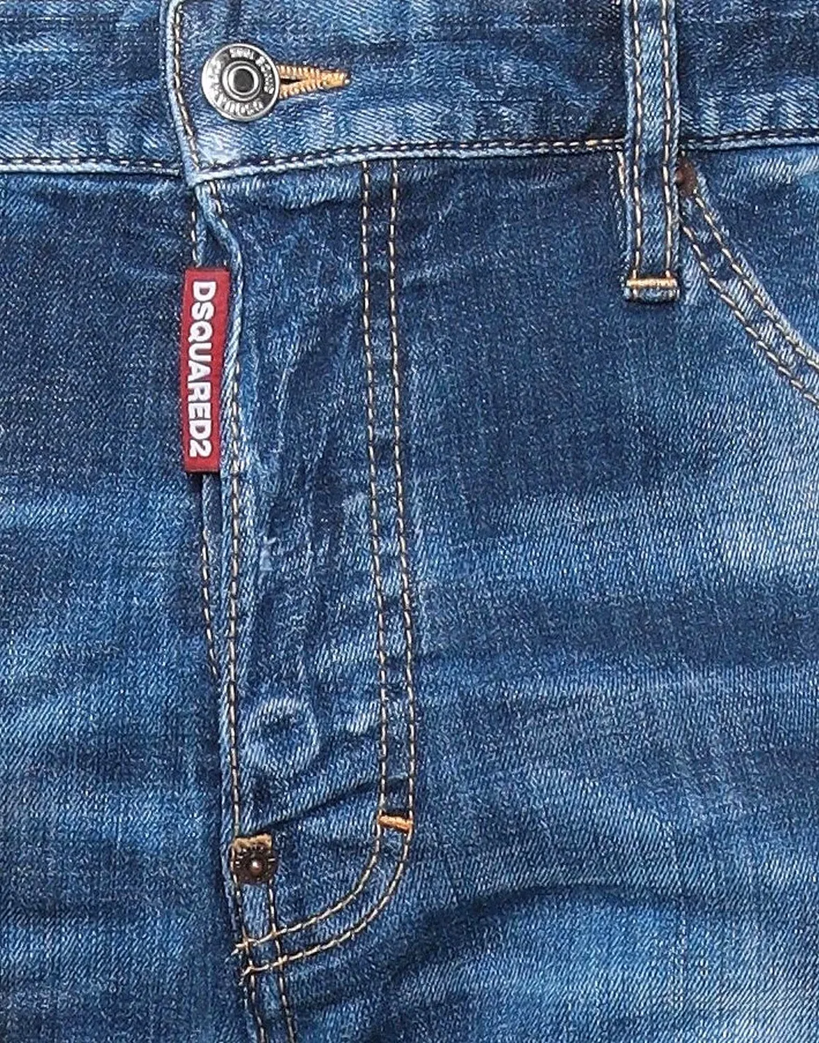 Джинсы зауженные деним DSQUARED2 синие — фото 4