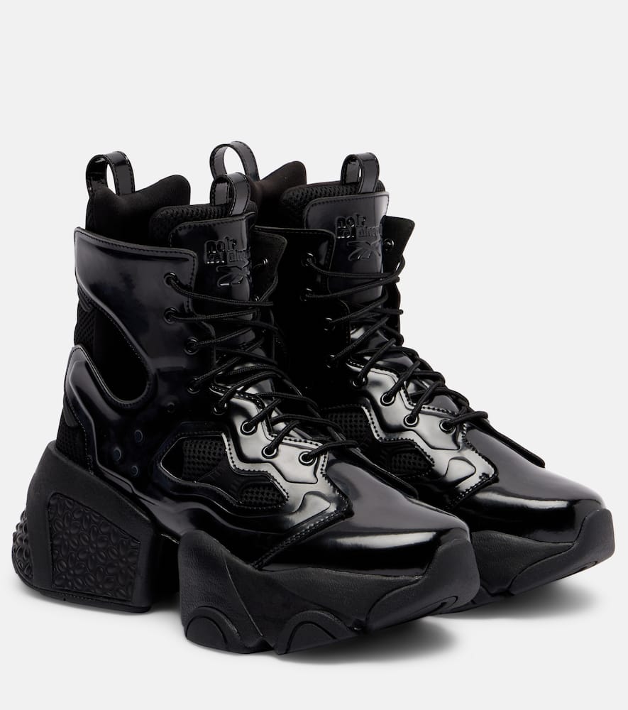 Высокие ботинки на платформе с шнуровкой и вырезом Noir Kei Ninomiya, Black