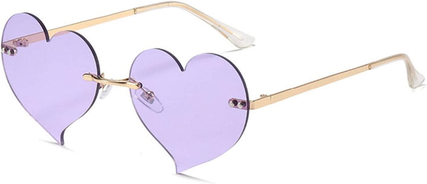 

Солнцезащитные очки COTIA в форме сердца без оправы для женщин, металлическая оправа, очаровательный стиль «сердечко», очки для дискотек и вечеринок, без оправы, Purple