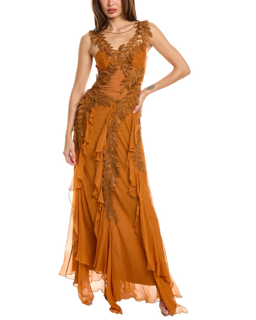 

Шелковое шифоновое платье Alberta Ferretti, оранжевый