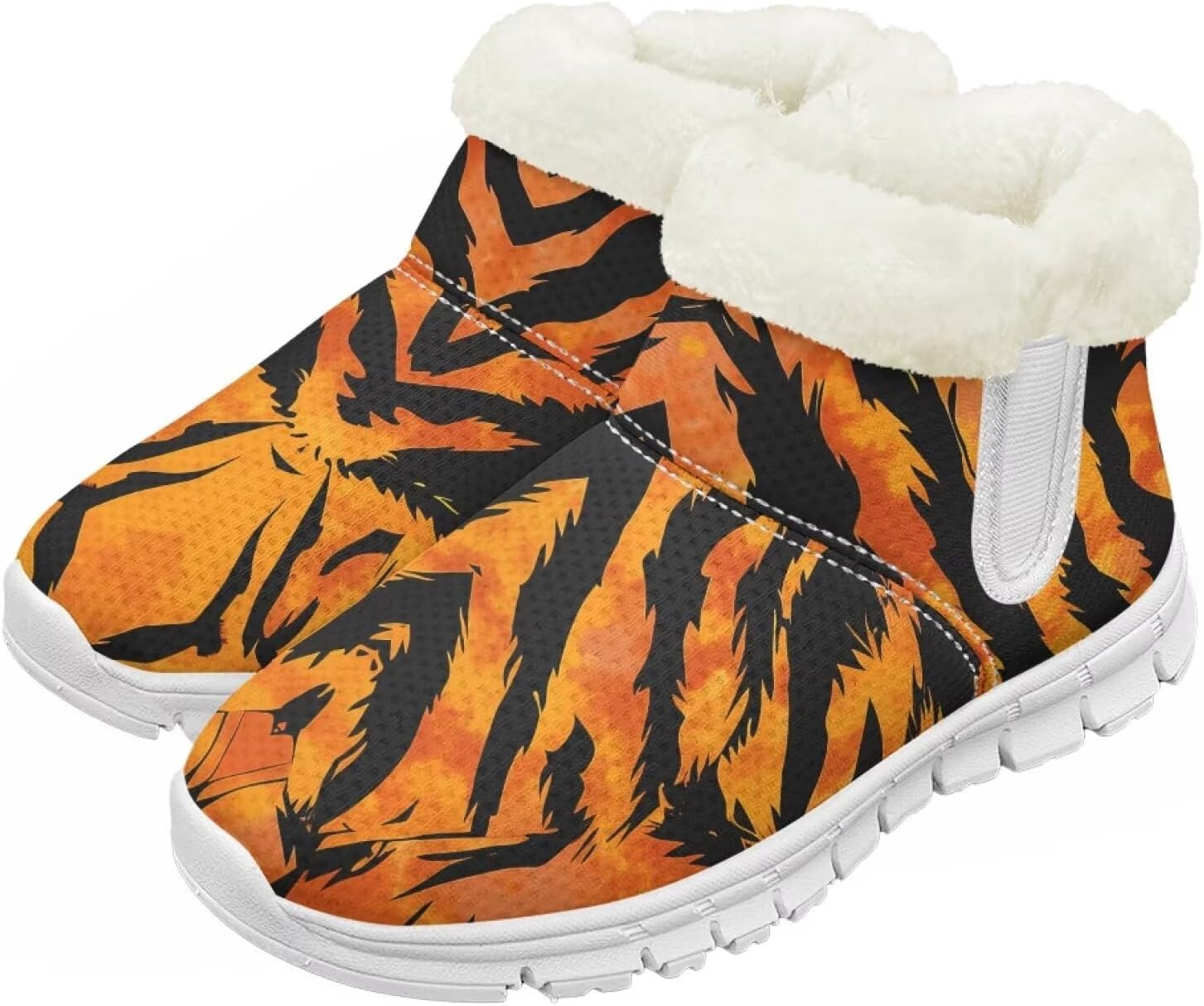 

Pzuqiu Детские зимние сапоги с теплым мехом, милый принт для мальчиков и девочек, малышей/детей/старших детей для прогулок на улице, белая подошва