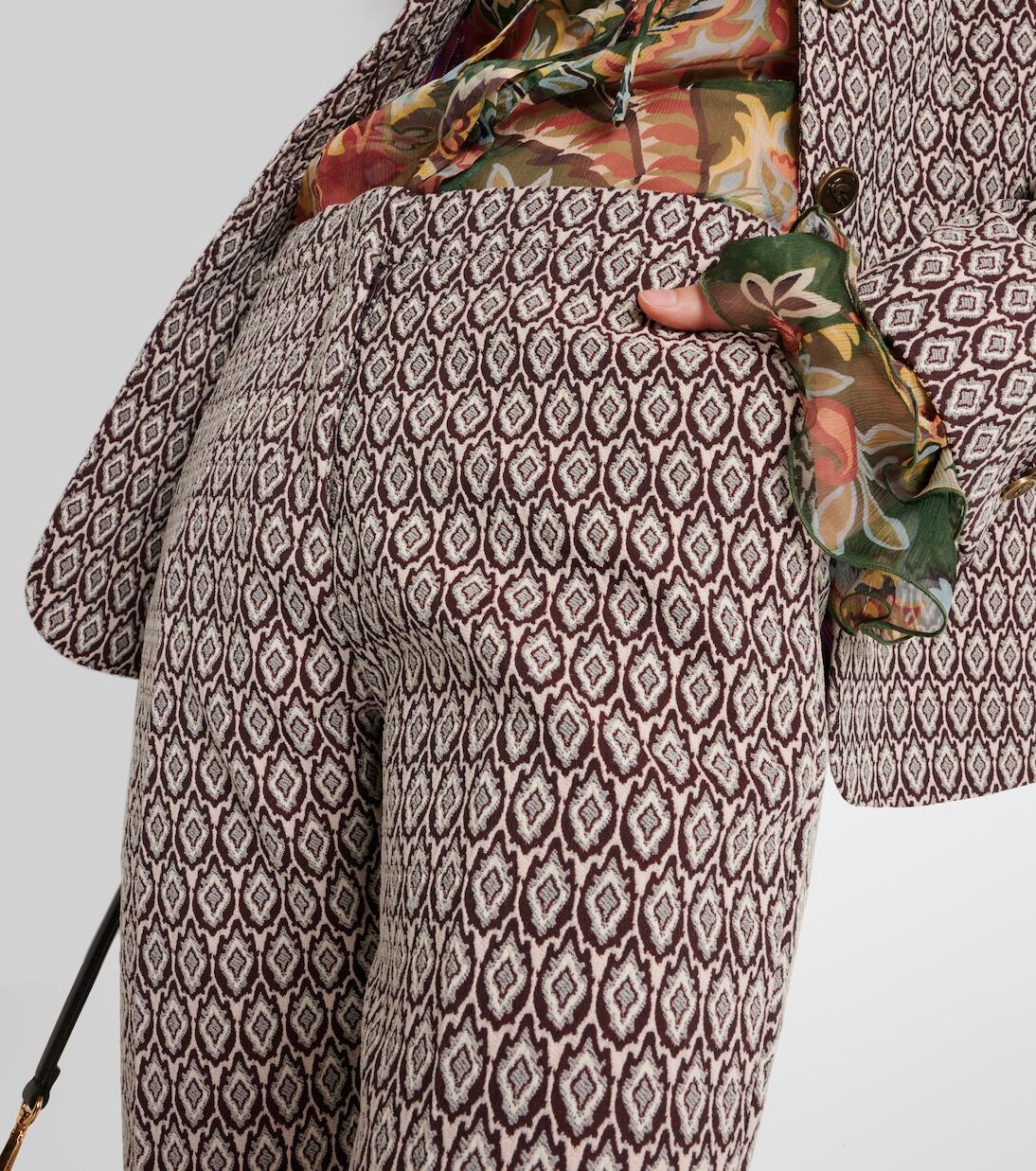 Укороченные брюки из хлопковой смеси с принтом Etro, Multicolour On Beige Base — фото 4