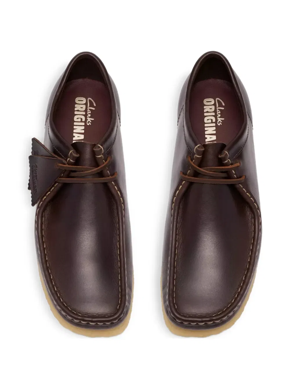 Кожаные ботинки Wallabee на шнуровке Clarks Originals, коричневый — фото 4