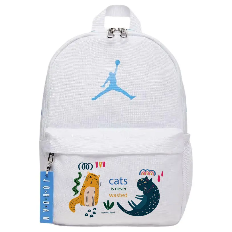 

Jordan Полиэстеровый рюкзак унисекс синий и белый, Cartoon Cat