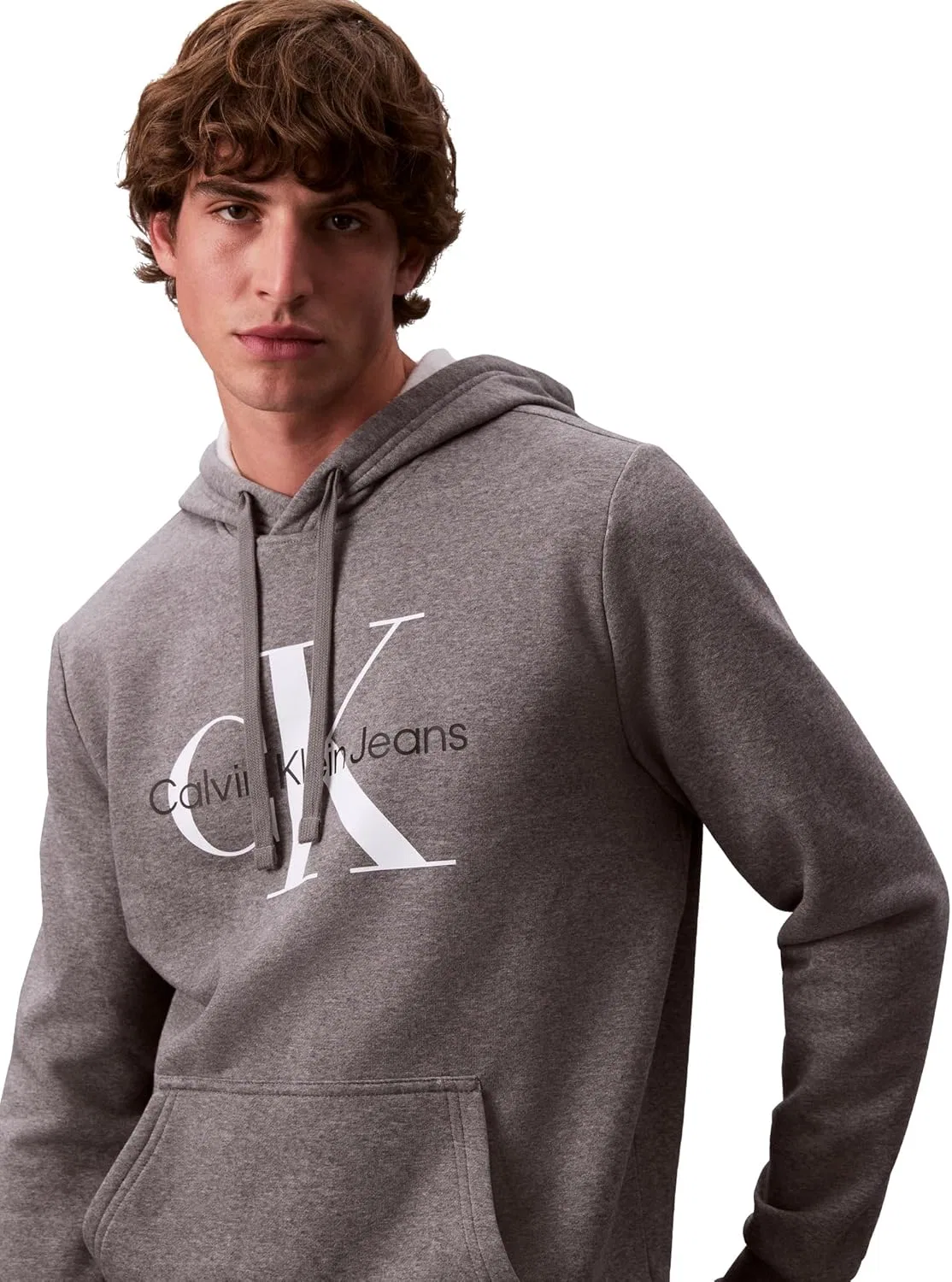 Толстовка Calvin Klein с логотипом Monogram, серый — фото 4