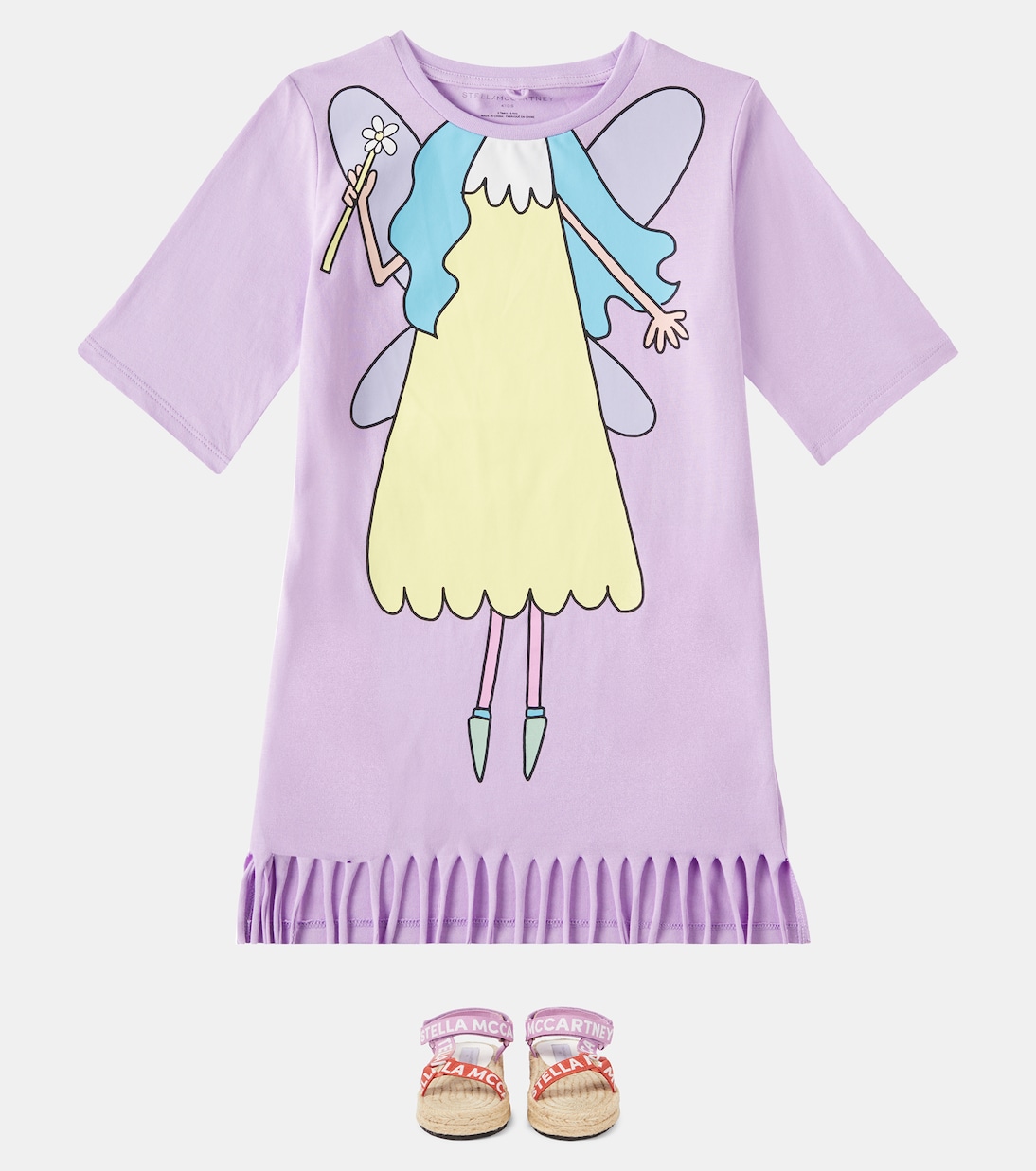 Платье из хлопкового джерси с принтом Stella McCartney Kids, фиолетовый — фото 2
