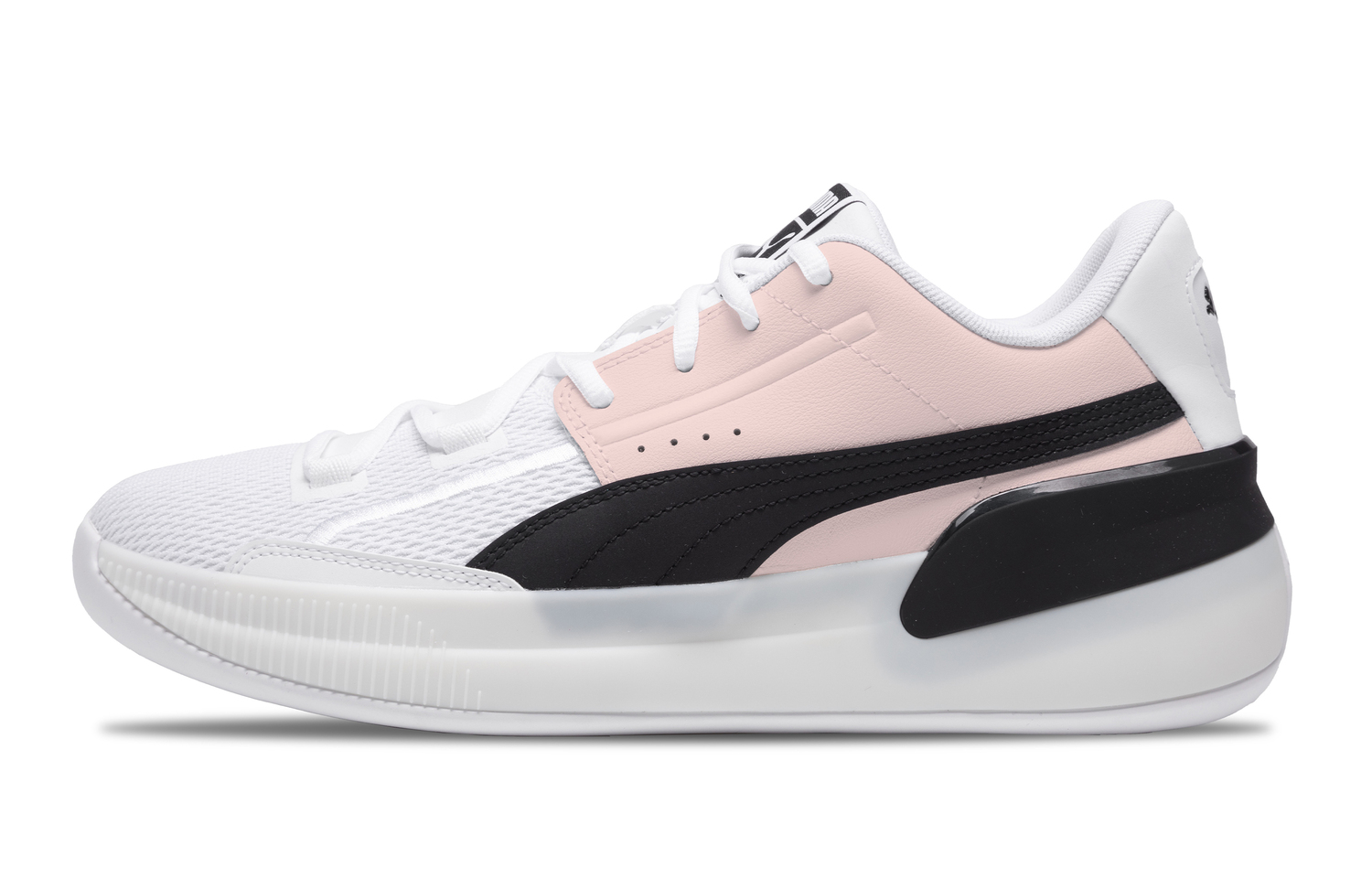 

PUMA Кроссовки баскетбольные Clyde Hardwood Team мужские низкие бело-розовые, цвет Pink