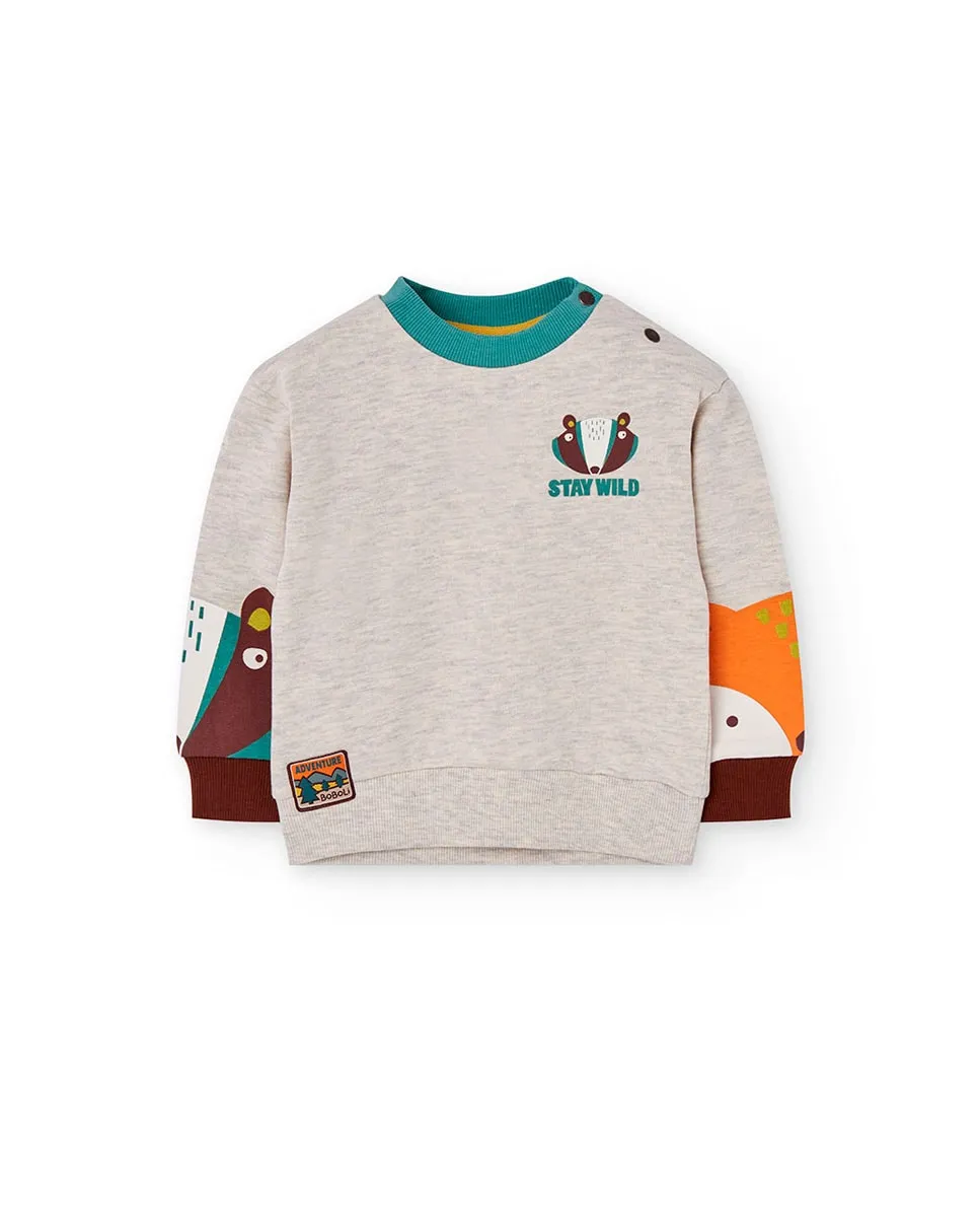 

Детская плюшевая толстовка с принтом Boboli, серый