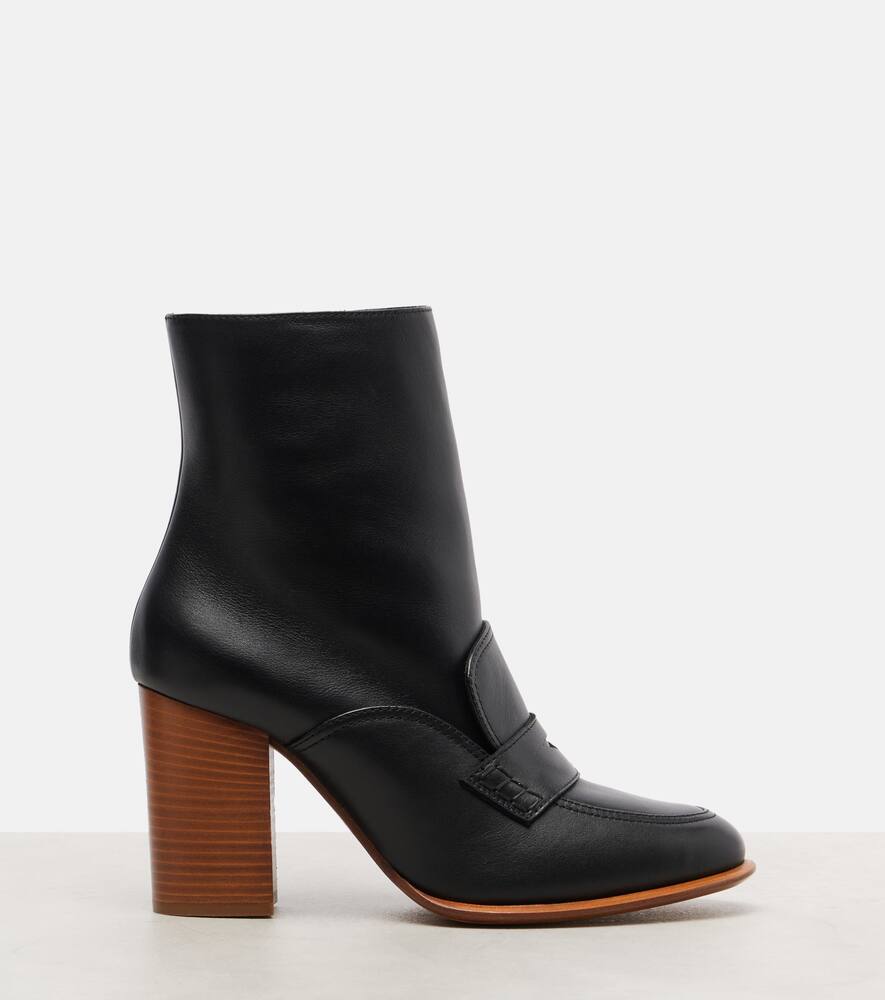 Кожаные лоферы на щиколотке Loewe, Black — фото 4