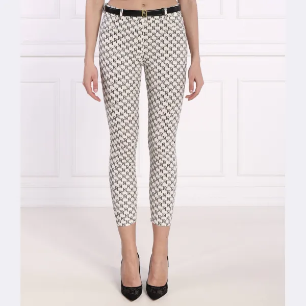 

Брюки узкого кроя с поясом Elisabetta Franchi, бежевый