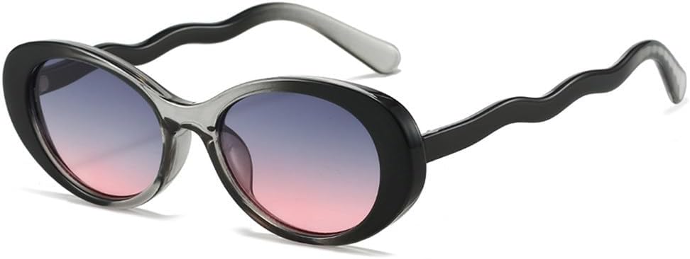 

Модные двухцветные женские овальные солнцезащитные очки UV400, ретро-очки с градиентными линзами UV400, мужские солнцезащитные очки в стиле панк HVTVTLA, Grey Black Grey Pink