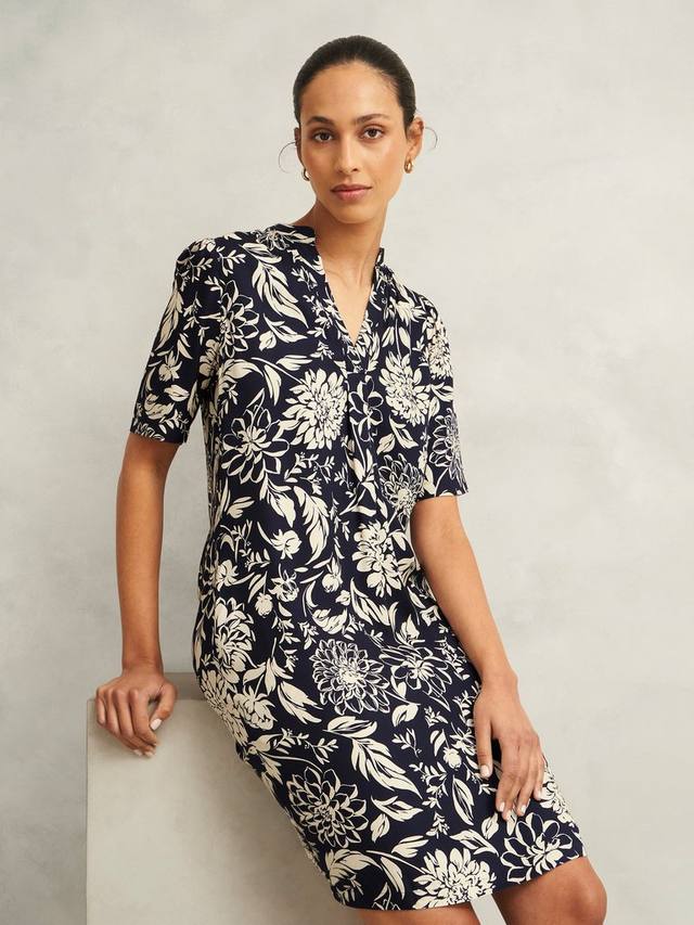 

Платье люсиль в цветочек Hobbs, цвет Navy/Cream