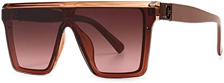 

Винтажные модные солнцезащитные очки большого квадратного размера 2027 года для женщин и мужчин, с широкой оправой и плоской верхней частью, защита от УФ-излучения UV400 MTZJH, Coffee