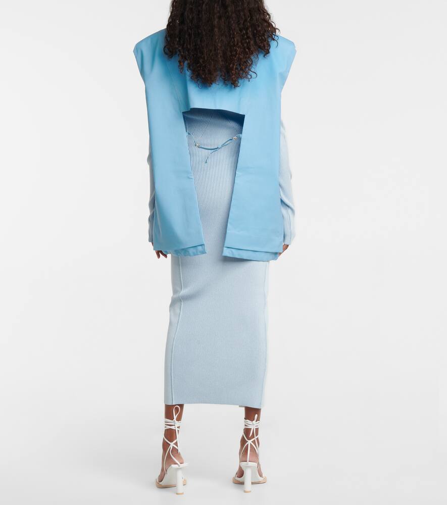 Жилет Biella с ажурной вязкой из шерсти Jacquemus, Turquoise 213ja14-213 125340 — фото 3