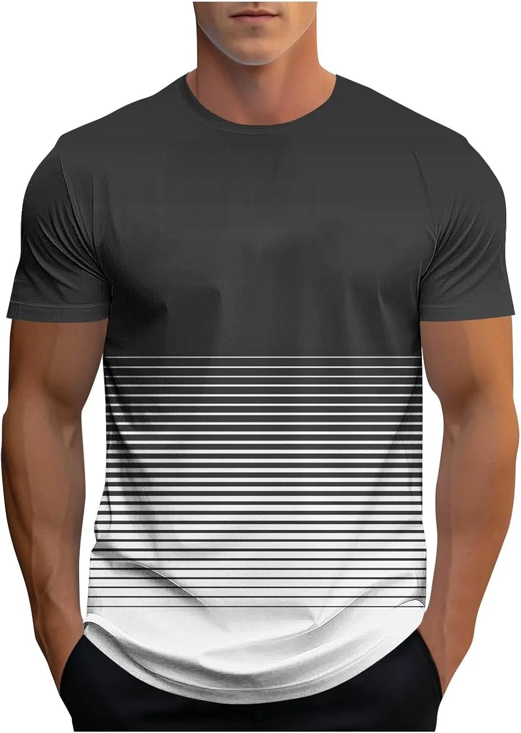 

Футболка для мужчин, короткий рукав, полоска, свободный крой