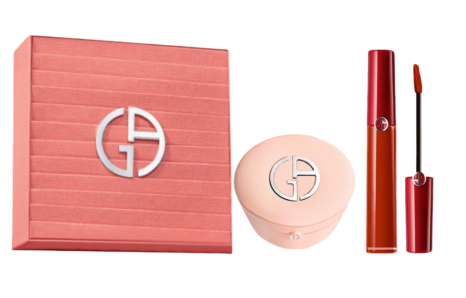 

GIORGIO ARMANI AMANI Nude Pink Lambskin жидкая помада с воздушной подушкой набор макияжа Natural 6,5 мл+15 г