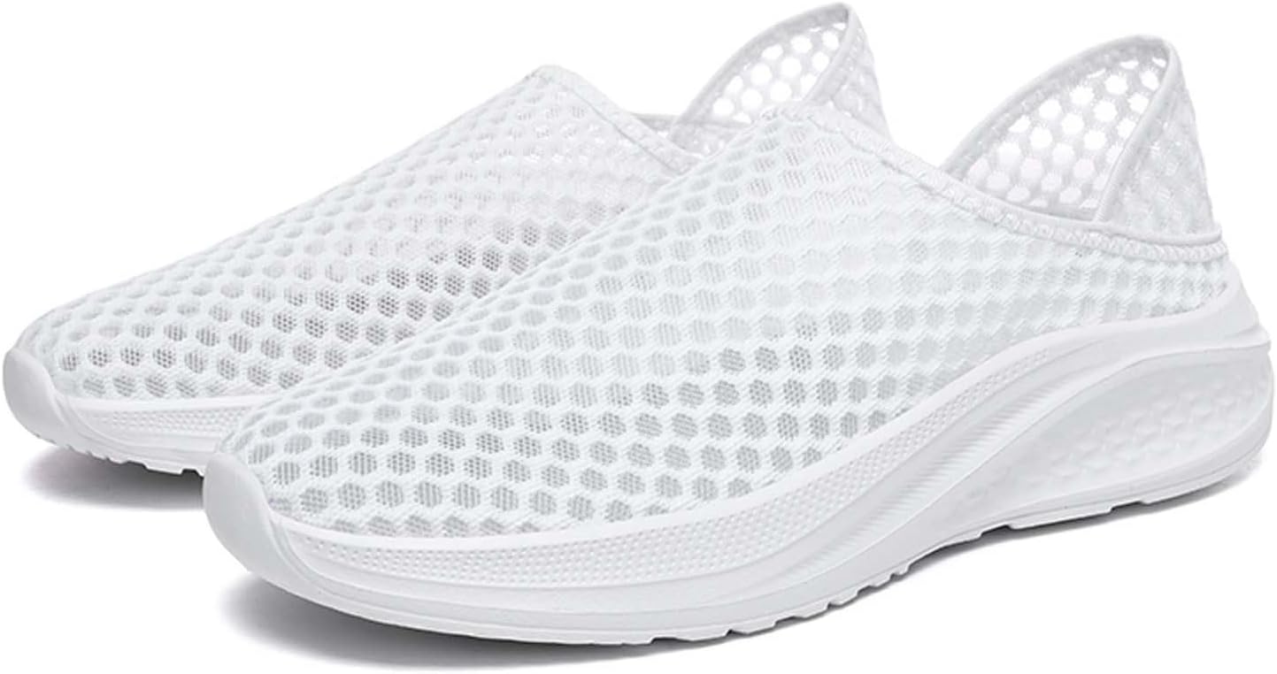 

Мужские дышащие трикотажные кроссовки на пятке, повседневная обувь для ходьбы, бега, йоги, тренажерного зала и пляжа, удобные и легкие Generic, белый