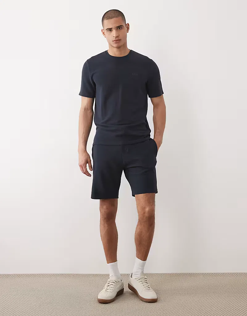 Комплект с трикотажной футболкой BOSS Bodywear Rib, темно-синий — фото 2