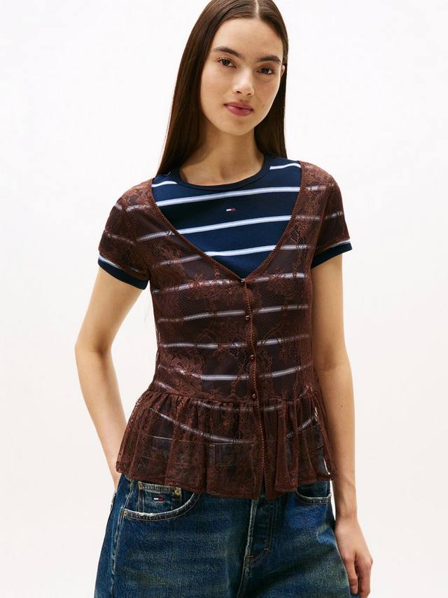 

Блузка Tommy Jeans с цветочными кружевными деталями Tommy Hilfiger, Brown