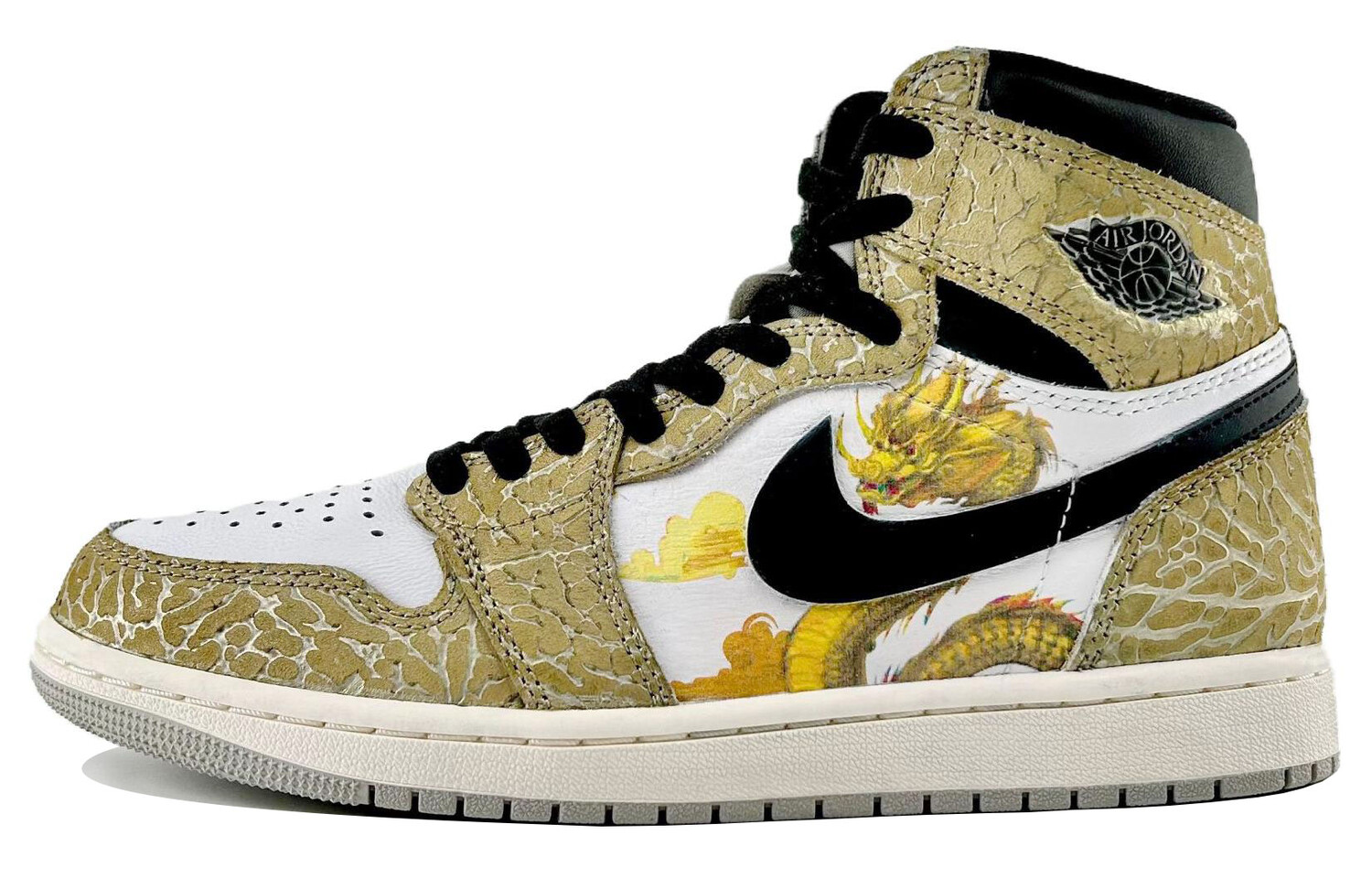 

Кроссовки Air Jordan 1 Vintage Basketball Shoes Men High-top Yellow, желтый/серый