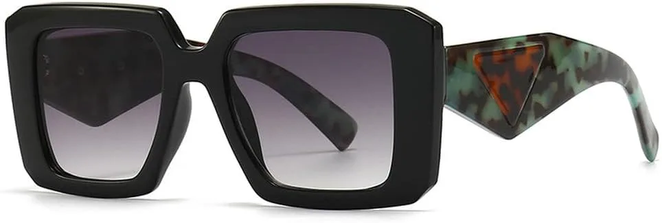 

Ретро солнцезащитные очки для женщин, большая оправа, мужские модные солнцезащитные очки с широкими дужками, защита от УФ-излучения UV400 HYYZZC, Black-green