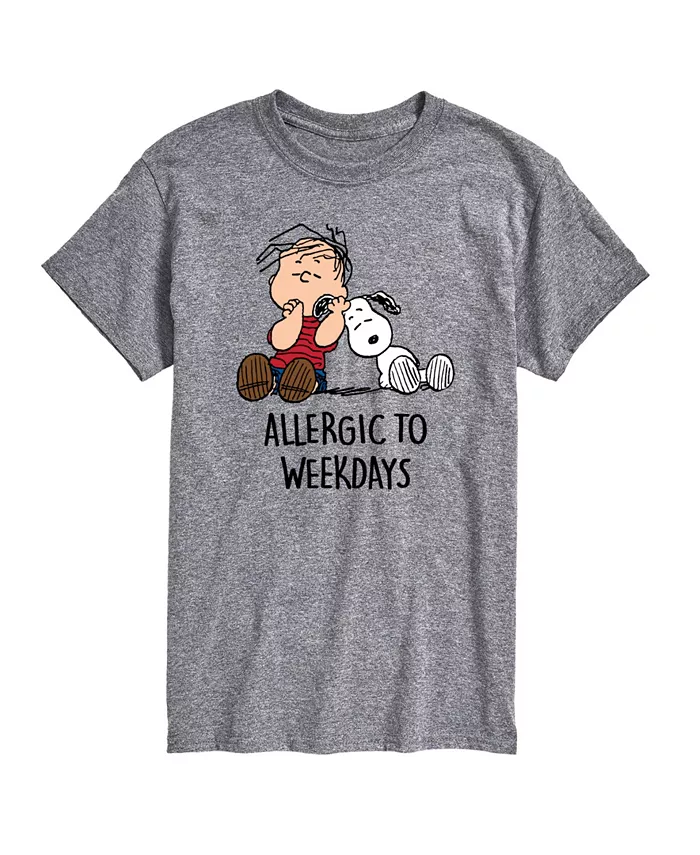

Мужская футболка с коротким рукавом Peanuts Allergic To Weekdays AIRWAVES, серый